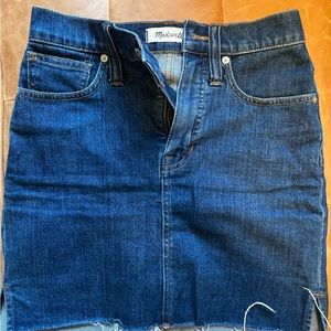 Madewell denim mini skirt, frayed